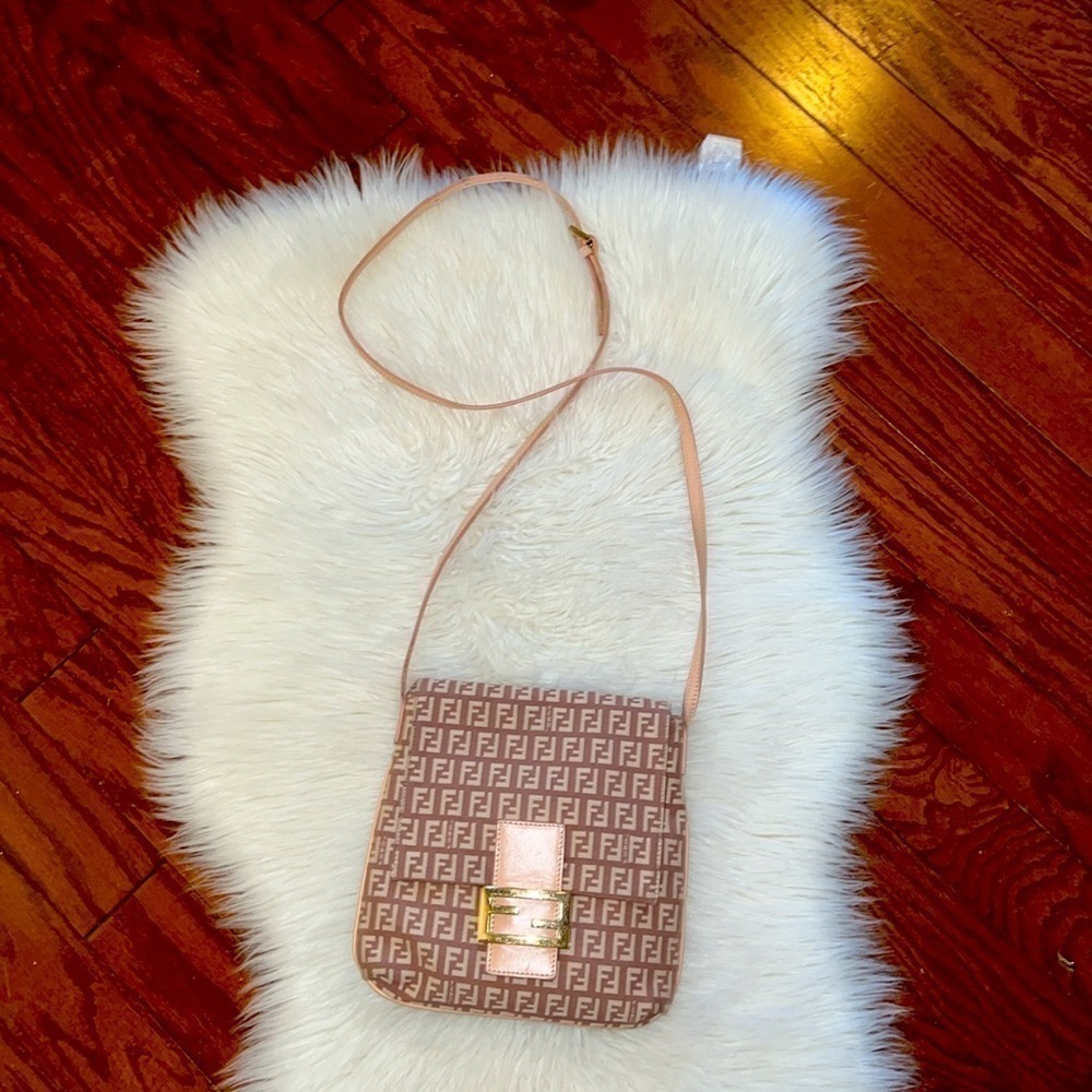 Authentic EUC FENDI Zucchino Monogram Pink Gold Crossbody/ Shoulder Bag